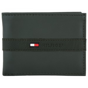 Tommy Hilfiger Men's Leather Ranger Passcase Billfold Wallet - Olive